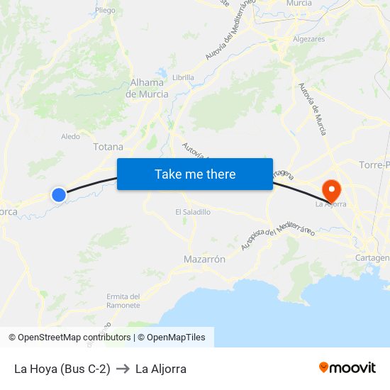 La Hoya (Bus C-2) to La Aljorra map