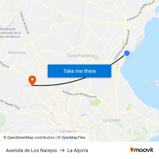 Avenida de Los Narejos to La Aljorra map