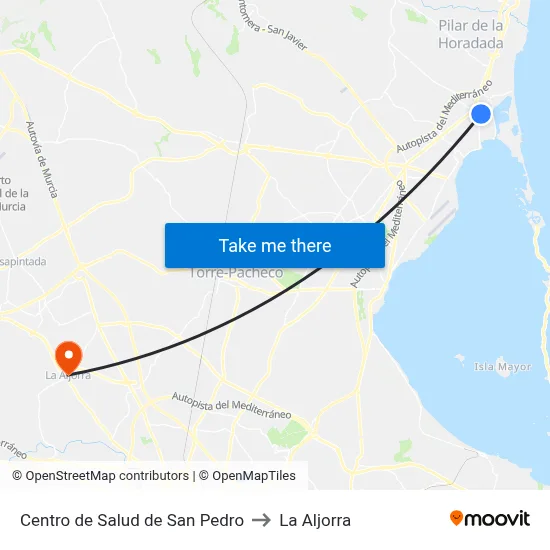 Centro de Salud de San Pedro to La Aljorra map