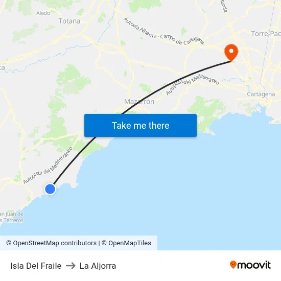 Isla Del Fraile to La Aljorra map