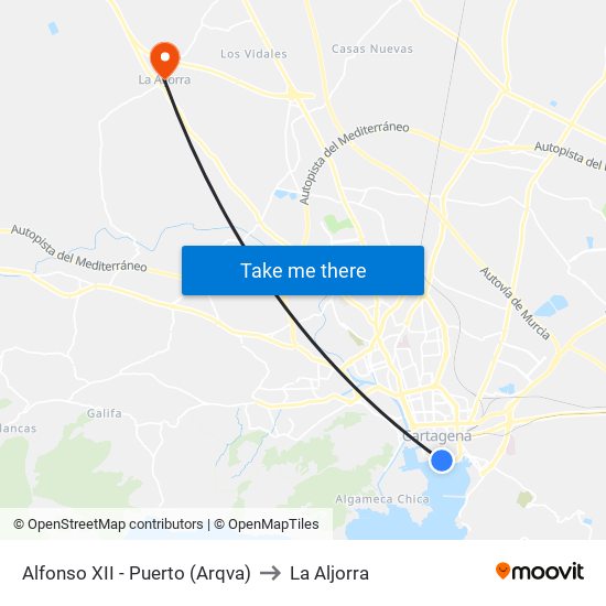 Alfonso XII - Puerto (Arqva) to La Aljorra map