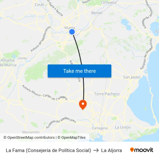 La Fama (Consejería de Política Social) to La Aljorra map