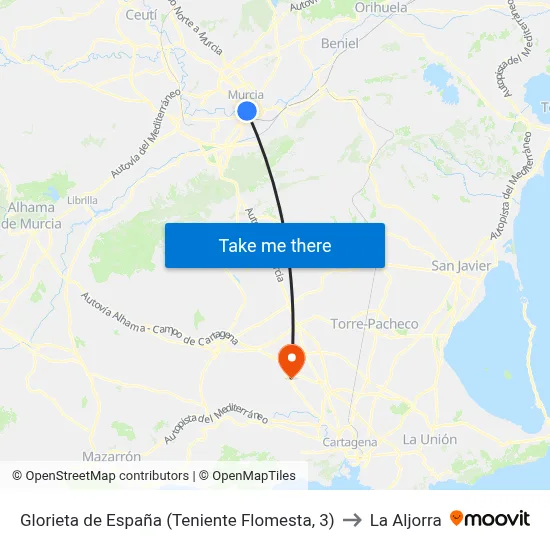 Glorieta de España (Teniente Flomesta, 3) to La Aljorra map