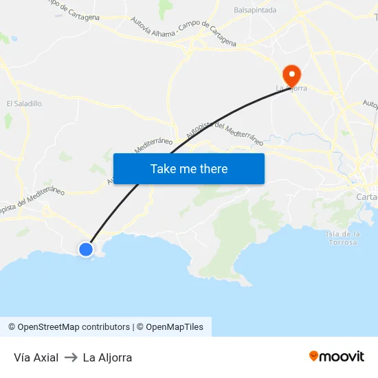 Vía Axial to La Aljorra map