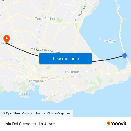 Isla Del Ciervo to La Aljorra map