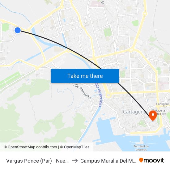 Vargas Ponce (Par) - Nueva to Campus Muralla Del Mar map