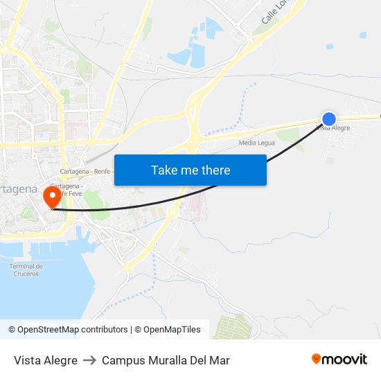 Vista Alegre to Campus Muralla Del Mar map