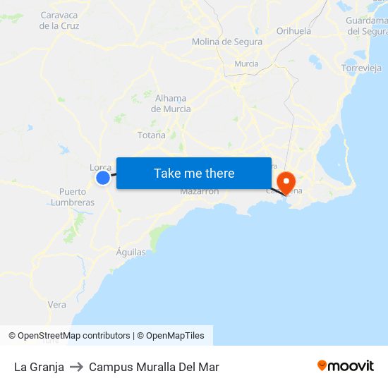 La Granja to Campus Muralla Del Mar map