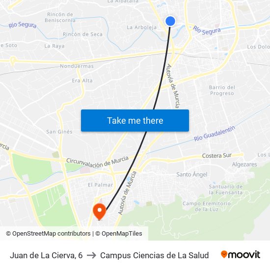 Juan de La Cierva, 6 to Campus Ciencias de La Salud map