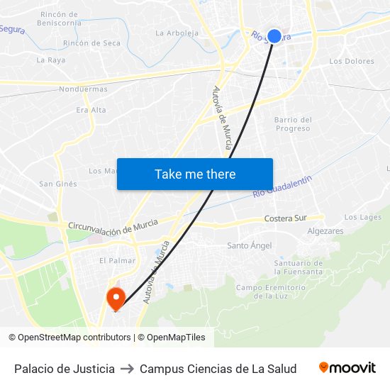 Palacio de Justicia to Campus Ciencias de La Salud map