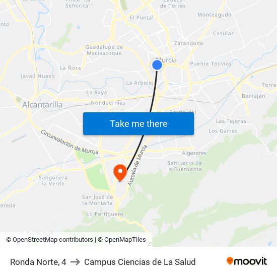 Ronda Norte, 4 to Campus Ciencias de La Salud map