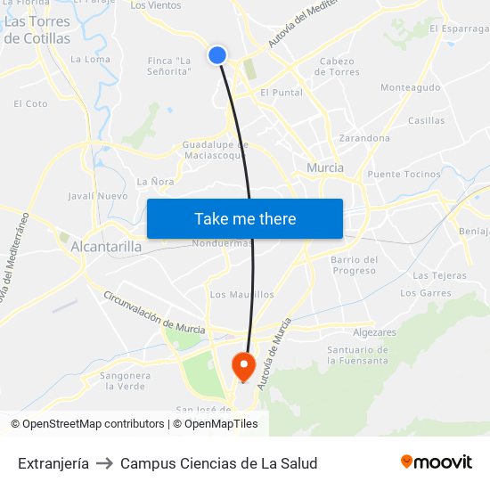 Extranjería to Campus Ciencias de La Salud map