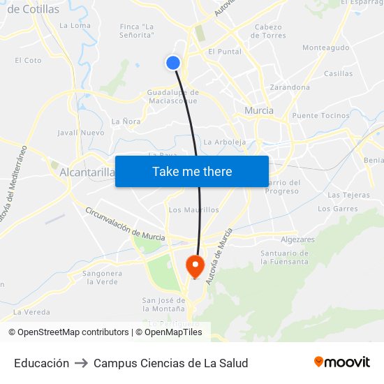 Educación to Campus Ciencias de La Salud map