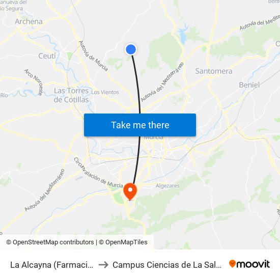 La Alcayna (Farmacia) to Campus Ciencias de La Salud map