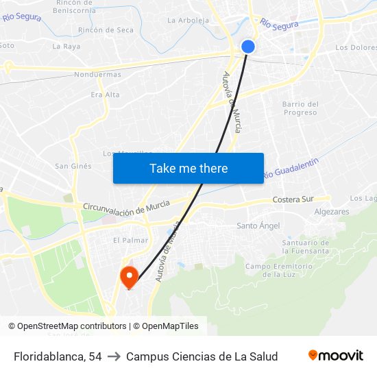 Floridablanca, 54 to Campus Ciencias de La Salud map