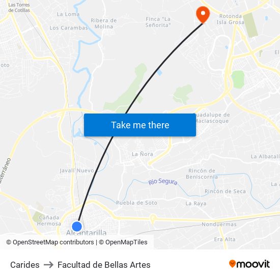 Carides to Facultad de Bellas Artes map