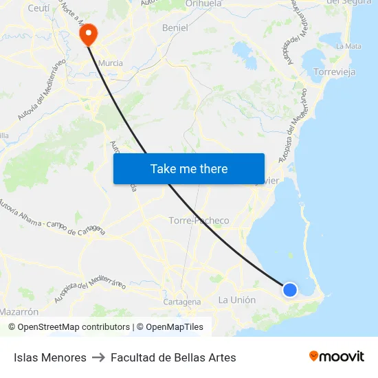 Islas Menores to Facultad de Bellas Artes map