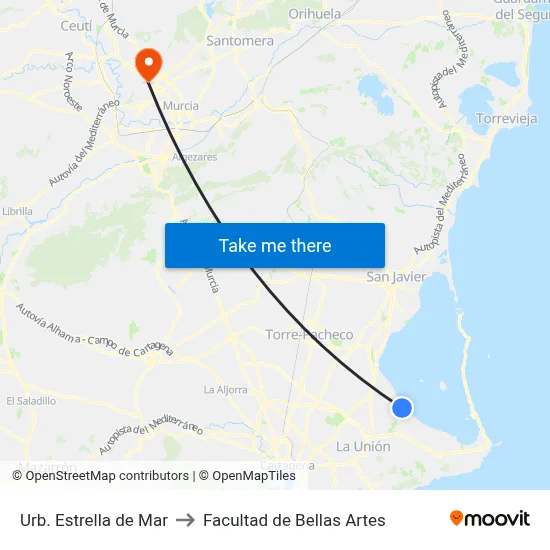 Urb. Estrella de Mar to Facultad de Bellas Artes map