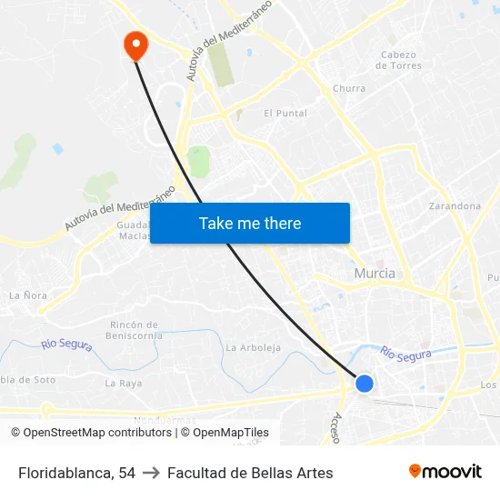 Floridablanca, 54 to Facultad de Bellas Artes map