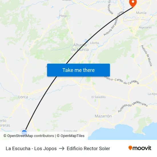La Escucha - Los Jopos to Edificio Rector Soler map