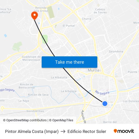 Pintor Almela Costa (Impar) to Edificio Rector Soler map
