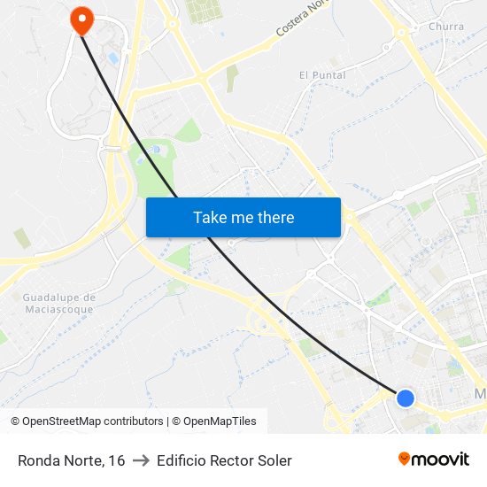 Ronda Norte, 16 to Edificio Rector Soler map