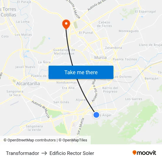 Transformador to Edificio Rector Soler map