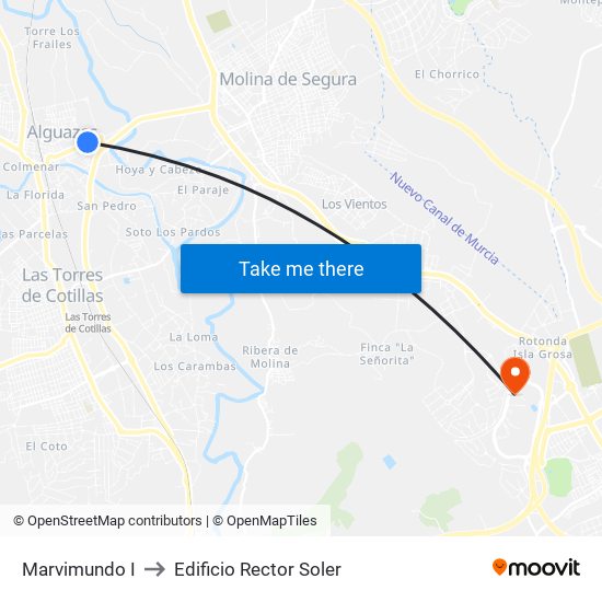 Marvimundo I to Edificio Rector Soler map