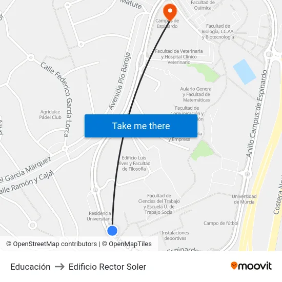 Educación to Edificio Rector Soler map