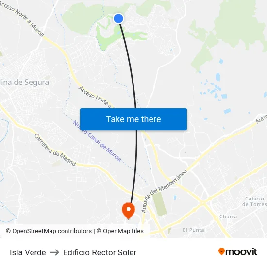 Isla Verde to Edificio Rector Soler map
