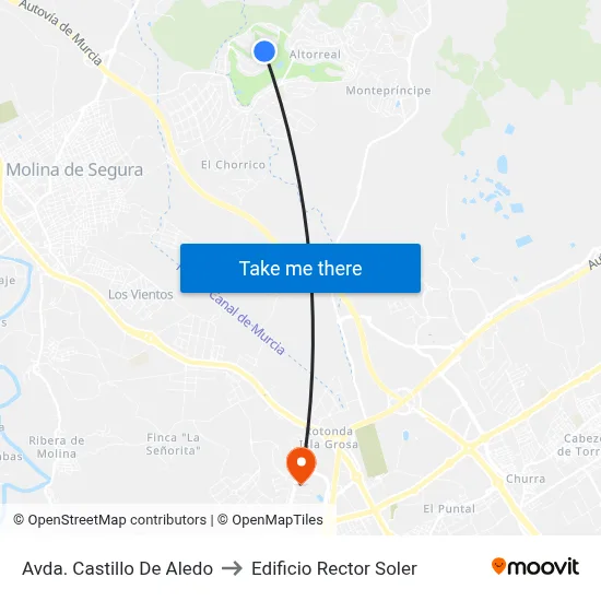 Avda. Castillo De Aledo to Edificio Rector Soler map