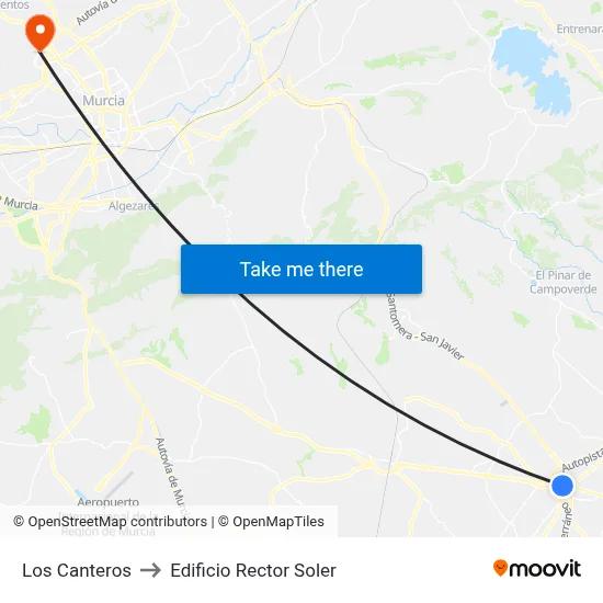 Los Canteros to Edificio Rector Soler map