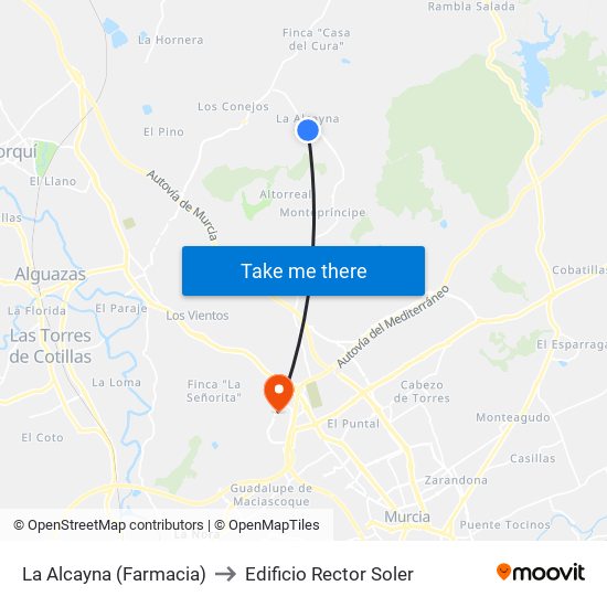 La Alcayna (Farmacia) to Edificio Rector Soler map