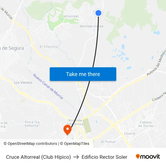 Cruce Altorreal (Club Hípico) to Edificio Rector Soler map