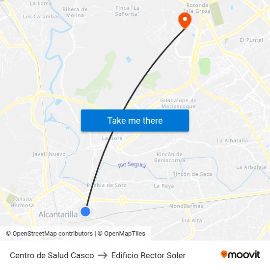 Centro de Salud Casco to Edificio Rector Soler map