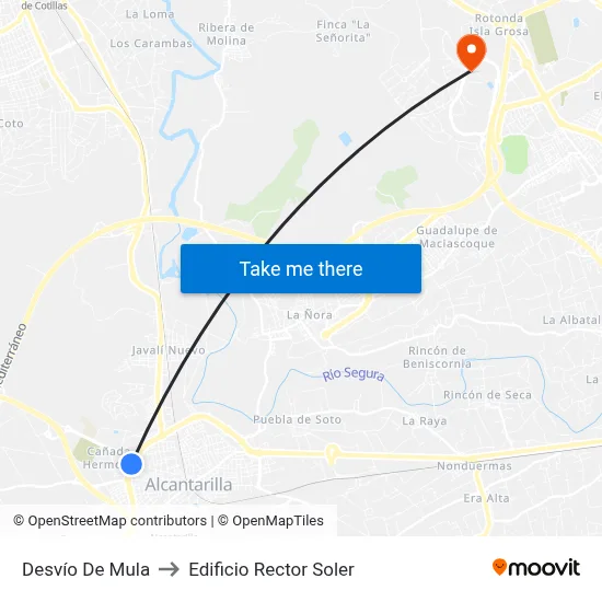 Desvío De Mula to Edificio Rector Soler map