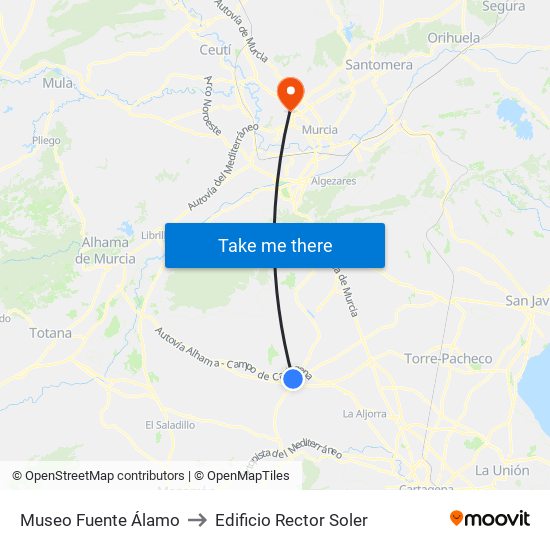 Museo Fuente Álamo to Edificio Rector Soler map