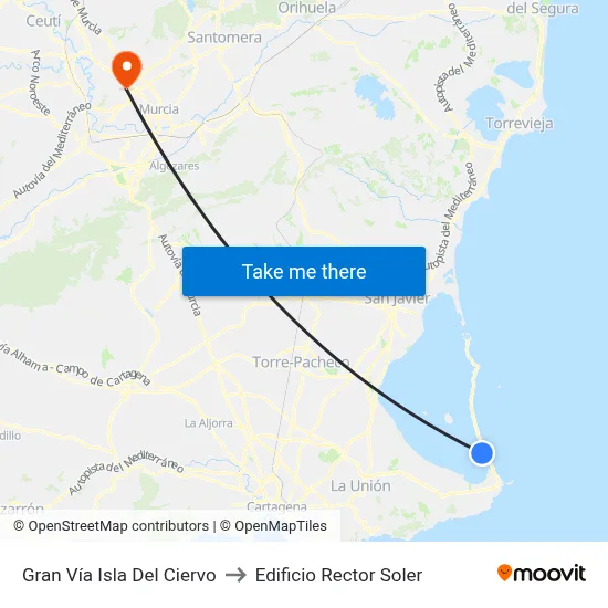Gran Vía Isla Del Ciervo to Edificio Rector Soler map