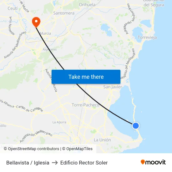 Bellavista / Iglesia to Edificio Rector Soler map
