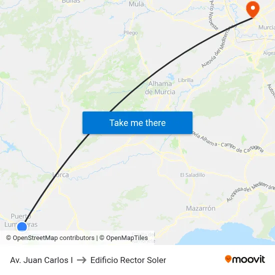 Av. Juan Carlos I to Edificio Rector Soler map