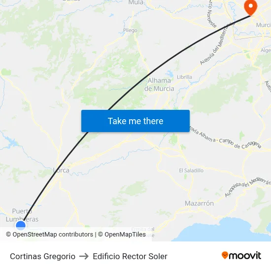 Cortinas Gregorio to Edificio Rector Soler map