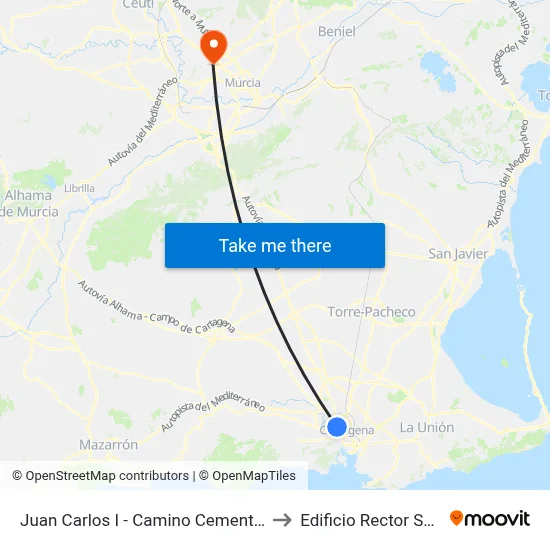 Juan Carlos I - Camino Cementerio to Edificio Rector Soler map