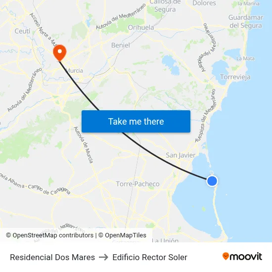 Residencial Dos Mares to Edificio Rector Soler map