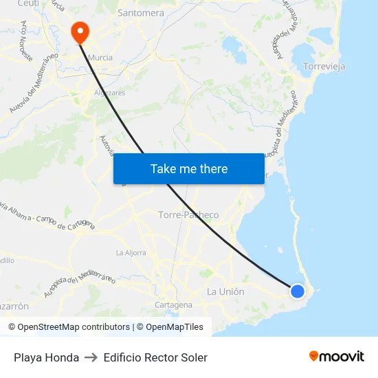 Playa Honda to Edificio Rector Soler map