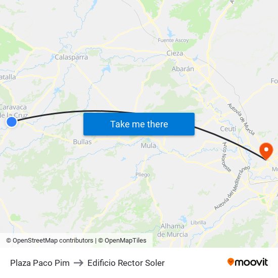 Plaza Paco Pim to Edificio Rector Soler map