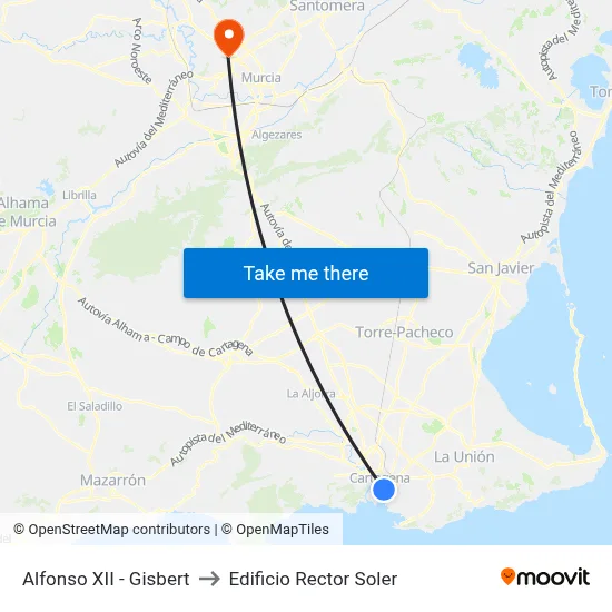 Alfonso XII - Gisbert to Edificio Rector Soler map