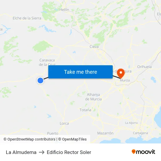 La Almudema to Edificio Rector Soler map