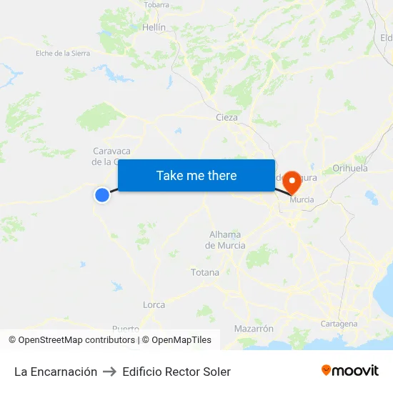 La Encarnación to Edificio Rector Soler map