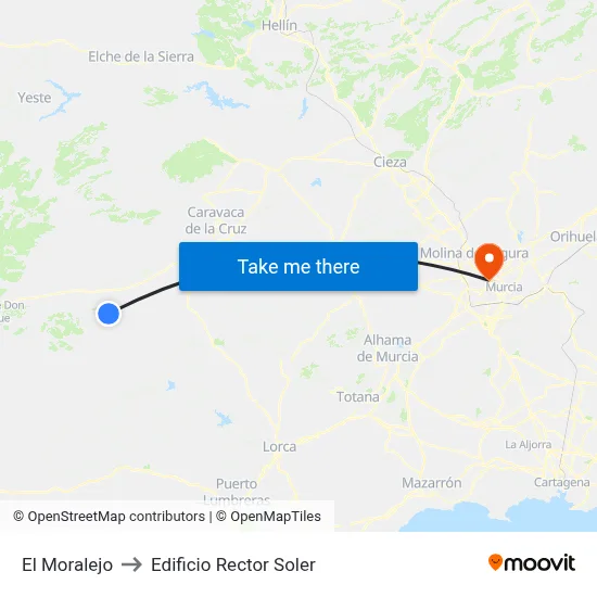 El Moralejo to Edificio Rector Soler map