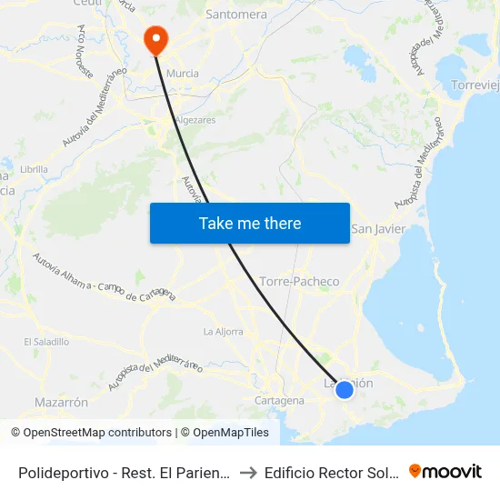 Polideportivo - Rest. El Pariente to Edificio Rector Soler map